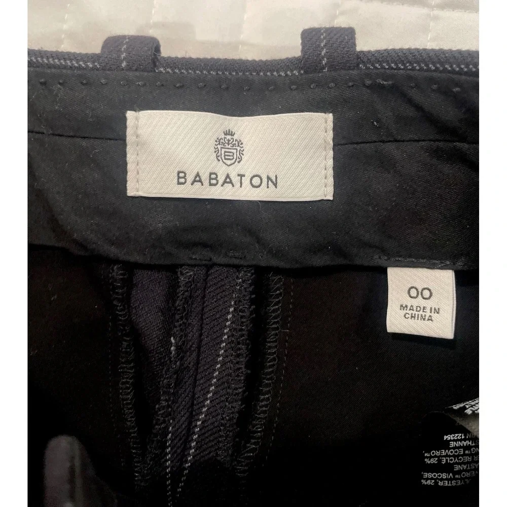 Babaton Aritzia Pinstripe‎ Wide Leg Pleated Trousers Black White Size 00 Cropped